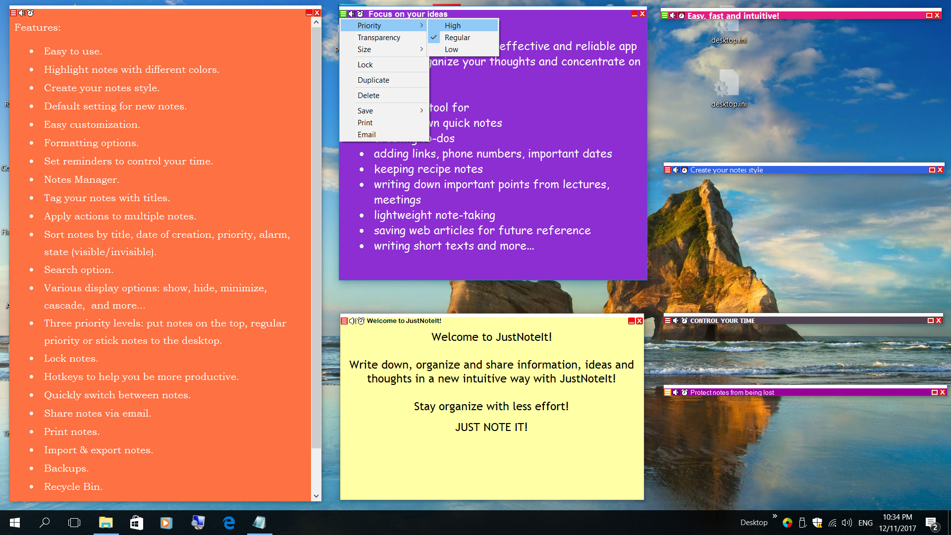 JustNoteIt Desktop Sticky Notes Manager